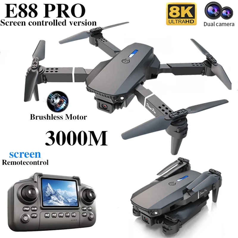 Dron profesional E88 PRO con p - Drone Controller Screen reseña y precio